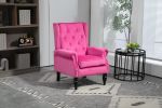 COOLMORE Wood Frame Armchair, Modern Accent Chair Lounge Chair with Sturdy Wood Legs for Living Room Bedroom(Red)