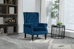 COOLMORE Wood Frame Armchair, Modern Accent Chair Lounge Chair with Sturdy Wood Legs for Living Room Bedroom (Navy)