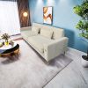 FX-P18-CW(sofa)Luxury Velvet Sofa with Gold Accents - Modern 3-Seat Couch with Plush Cushions, Perfect for Living Room and Office Decor
