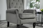 COOLMORE Wood Frame Armchair, Modern Accent Chair Lounge Chair with Sturdy Wood Legs for Living Room Bedroom(Dark Gray)