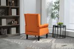 COOLMORE Wood Frame Armchair, Modern Accent Chair Lounge Chair with Sturdy Wood Legs for Living Room Bedroom(Orange)