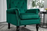 COOLMORE Wood Frame Armchair, Modern Accent Chair Lounge Chair with Sturdy Wood Legs for Living Room Bedroom(Green)
