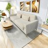FX-P18-CW(sofa)Luxury Velvet Sofa with Gold Accents - Modern 3-Seat Couch with Plush Cushions, Perfect for Living Room and Office Decor