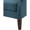 Keva 31 Inch Accent Chair, Deep Button Tufted Wingback, Smooth Blue Fabric