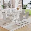 Table and chair set, modern minimalism and luxurious white rectangular pattern dining table. Soft and comfortable dining chair, for dining room
