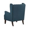 Keva 31 Inch Accent Chair, Deep Button Tufted Wingback, Smooth Blue Fabric