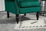 COOLMORE Wood Frame Armchair, Modern Accent Chair Lounge Chair with Sturdy Wood Legs for Living Room Bedroom(Green)