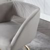 COOLMORE Upholstered Tufted Living Room Chair Textured Linen Fabric Accent Chair with Metal Stand