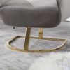 COOLMORE Upholstered Tufted Living Room Chair Textured Linen Fabric Accent Chair with Metal Stand