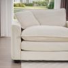 Sectional Sofa Modular Deep Seat 3-Seat Sofa Couch with Ottoman,Comfy Upholstered Furniture for Living Room,Light Beige Corduroy Sofa