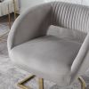 COOLMORE Upholstered Tufted Living Room Chair Textured Linen Fabric Accent Chair with Metal Stand