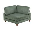 Contemporary Sage Color 6pc Modular Sectional Set Corduroy Upholstery Couch 2x Corner Wedge 3x Armless Chairs 1x Ottoman Living Room