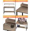 Computer Desk, for Home-Office with Storage-Shelves - Modern Simple Style Metal Frame Laptop Notebook PC, Computer Desk