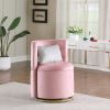 360° Swivel Accent Chair with Storage Function, Velvet Curved Chair with Gold Metal Base for Living Room, Nursery, Bedroom [Video]