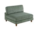 Contemporary Sage Color 6pc Modular Sectional Set Corduroy Upholstery Couch 2x Corner Wedge 3x Armless Chairs 1x Ottoman Living Room
