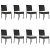 9 Piece Patio Dining Set Poly Rattan Black