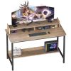 Computer Desk, for Home-Office with Storage-Shelves - Modern Simple Style Metal Frame Laptop Notebook PC, Computer Desk