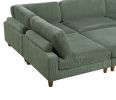 Contemporary Sage Color 6pc Modular Sectional Set Corduroy Upholstery Couch 2x Corner Wedge 3x Armless Chairs 1x Ottoman Living Room