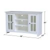 48" Solid Wood TV Stand Cabinet with Durable White Finish 2 Drawers Floor Mount Traditional Style Living Room Home Office