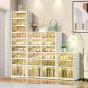 6 Tier Foldable Shoe Rack Organizer Closet 12-24Pairs Plastic Collapsible Shoe Shelf Clear Box XL Large Shoes Storage Cabinet