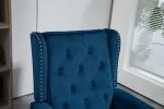 COOLMORE Wood Frame Armchair, Modern Accent Chair Lounge Chair with Sturdy Wood Legs for Living Room Bedroom (Navy)