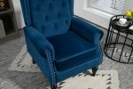 COOLMORE Wood Frame Armchair, Modern Accent Chair Lounge Chair with Sturdy Wood Legs for Living Room Bedroom (Navy)