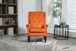 COOLMORE Wood Frame Armchair, Modern Accent Chair Lounge Chair with Sturdy Wood Legs for Living Room Bedroom(Orange)
