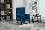 COOLMORE Wood Frame Armchair, Modern Accent Chair Lounge Chair with Sturdy Wood Legs for Living Room Bedroom (Navy)