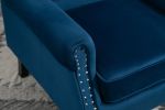 COOLMORE Wood Frame Armchair, Modern Accent Chair Lounge Chair with Sturdy Wood Legs for Living Room Bedroom (Navy)