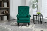 COOLMORE Wood Frame Armchair, Modern Accent Chair Lounge Chair with Sturdy Wood Legs for Living Room Bedroom(Green)