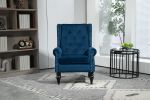 COOLMORE Wood Frame Armchair, Modern Accent Chair Lounge Chair with Sturdy Wood Legs for Living Room Bedroom (Navy)