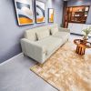 FX-P18-CW(sofa)Luxury Velvet Sofa with Gold Accents - Modern 3-Seat Couch with Plush Cushions, Perfect for Living Room and Office Decor