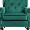 COOLMORE Wood Frame Armchair, Modern Accent Chair Lounge Chair with Sturdy Wood Legs for Living Room Bedroom(Green)