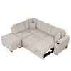 84" Sleeper Sofa Bed,2 in 1 Pull Out sofa bed L Shape Couch with Storage Ottoman for Living Room,Bedroom Couch and Small Apartment, Beige