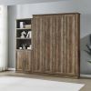 Queen Size Half Self-Close and Open Murphy Bed with 1 Side Cabinet Storage Shelf, Cabinet Space-Saving Bed Perfect for Guest Room, Bed Room