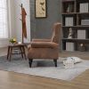 COOLMORE Wood Frame Armchair, Modern Accent Chair Lounge Chair with Sturdy Wood Legs for Living Room Bedroom(Coffee PU)