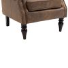 COOLMORE Wood Frame Armchair, Modern Accent Chair Lounge Chair with Sturdy Wood Legs for Living Room Bedroom(Coffee PU)