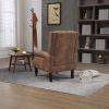 COOLMORE Wood Frame Armchair, Modern Accent Chair Lounge Chair with Sturdy Wood Legs for Living Room Bedroom(Coffee PU)