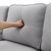 [VIDEO provided] [New] 114.2" Upholstered Sofa with Console, 2 Cupholders and 2 USB Ports Wired or Wirelessly Charged