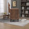 COOLMORE Wood Frame Armchair, Modern Accent Chair Lounge Chair with Sturdy Wood Legs for Living Room Bedroom(Coffee PU)
