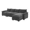 [VIDEO provided][New]118*55" Modern L-shaped Chenille Cloud Sofa with Double Seat Cushions,5-seat Upholstered Indoor Furniture