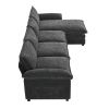 [VIDEO provided][New]118*55" Modern L-shaped Chenille Cloud Sofa with Double Seat Cushions,5-seat Upholstered Indoor Furniture