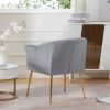 Velvet Accent Chair with Wood Frame, Modern Armchair Club Leisure Chair with Gold Metal Legs