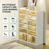 6 Tier Foldable Shoe Rack Organizer Closet 12-24Pairs Plastic Collapsible Shoe Shelf Clear Box XL Large Shoes Storage Cabinet