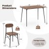 5 Piece Dining Table Set Rectangular with Backrest and Metal Legs for Breakfast Nook