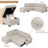 84" Sleeper Sofa Bed,2 in 1 Pull Out sofa bed L Shape Couch with Storage Ottoman for Living Room,Bedroom Couch and Small Apartment, Beige