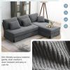 [VIDEO provided][New]87*61"Modern L-shaped Corduroy Sofa with Reversible Chaise,4-seat Upholstered Sectional Indoor Furniture