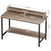 Computer Desk, for Home-Office with Storage-Shelves - Modern Simple Style Metal Frame Laptop Notebook PC, Computer Desk