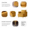 Modern fabric accent armchair,upholstered single sofa chair,Yellow Cotton Linen-30.7''