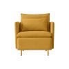 Modern fabric accent armchair,upholstered single sofa chair,Yellow Cotton Linen-30.7''